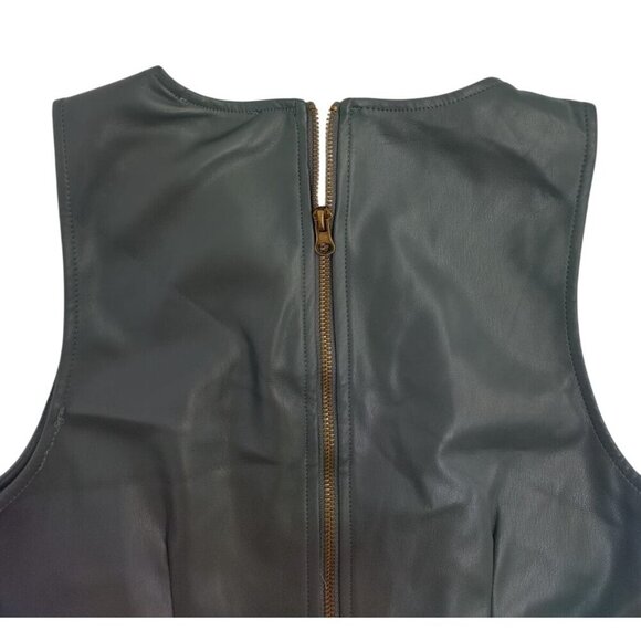 Faux Leather Green Sleeveless Crop Top With Back Zipper, Size M, NWT. - Picture 6 of 8